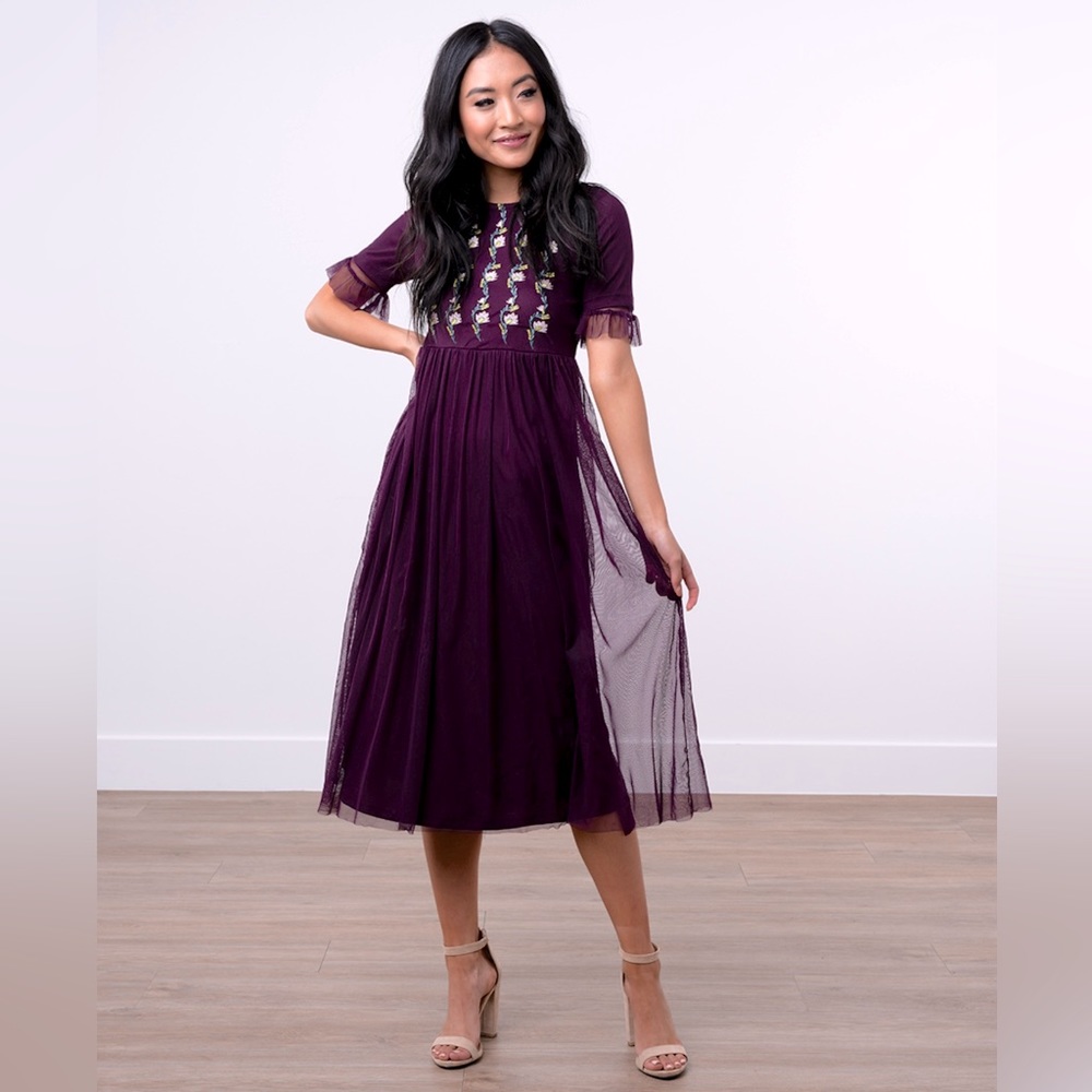 🛍️ SWEET SALT A-Line Tulle Embroidered Navy Blue Dress - Size XS